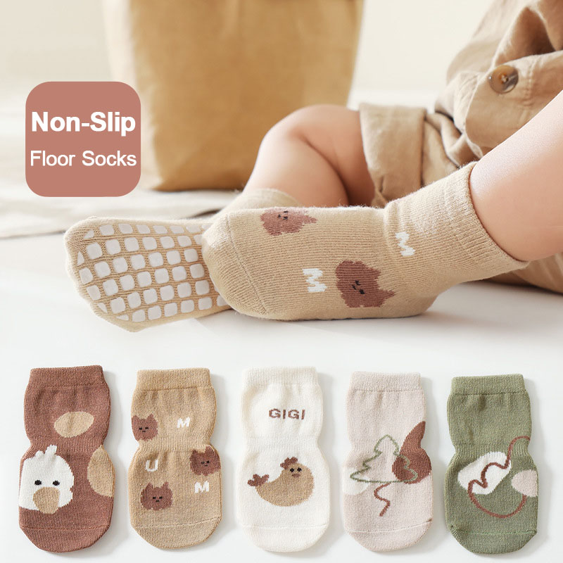 Unisex Baby Socks Non Slip - 5 Pasang Kaus Kaki Anak Anti-selip