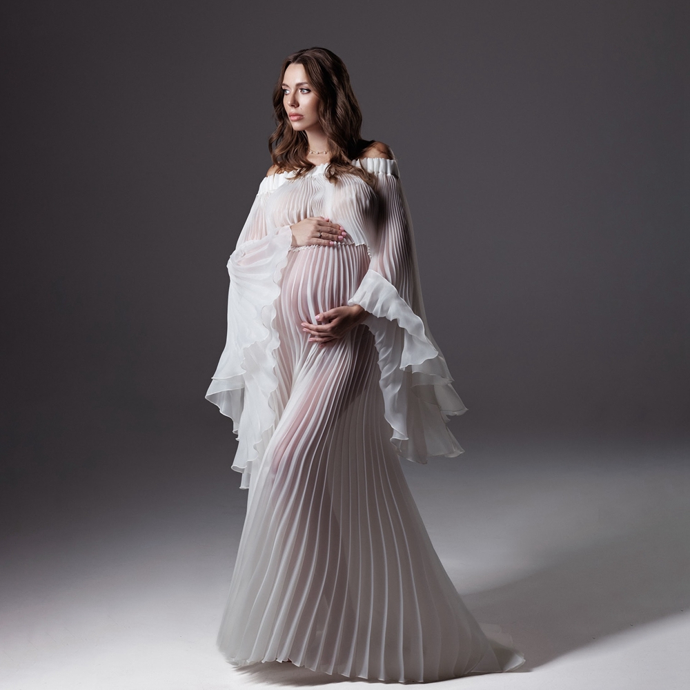 Maternity Wear - Gaun Fotografi Ibu Hamil Berlipit Gaun