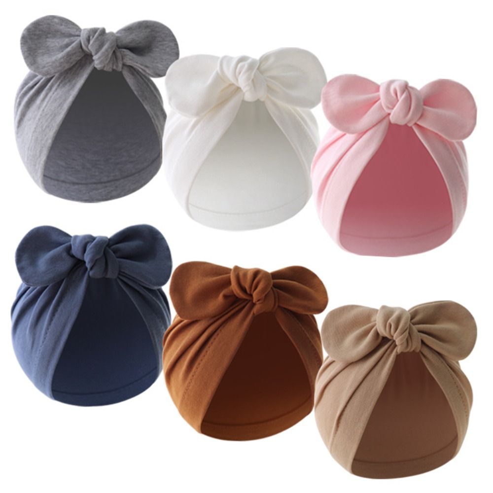 Infant Beanie Hat With Ears - Topi Bayi Simpul Bunga Lucu Topi