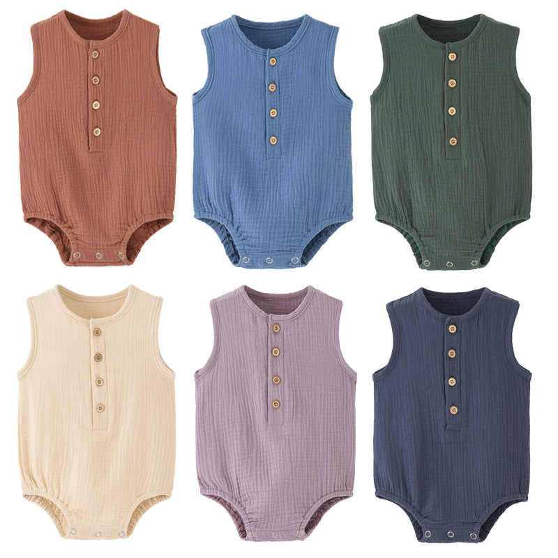 Baby Summer Linen Sleeveless Jumpsuit - Baju bayi baru lahir musim panas,