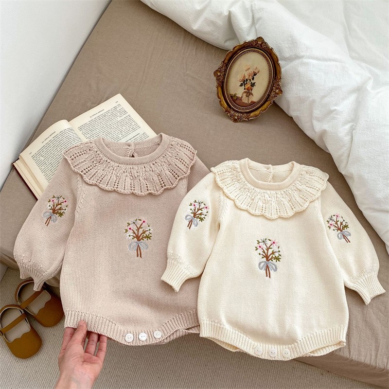 Baju monyet rajut anak baru la - Newborn Baby Girl Romper Floral ulasan dan harga