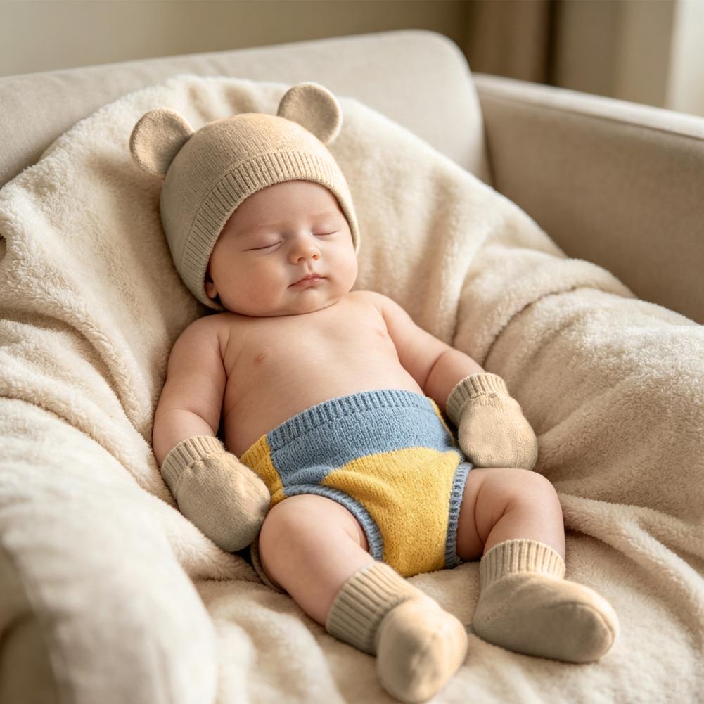 Pelindung Kaki Bayi Baru Lahir - Infant Beanie Hat With Ears ulasan dan harga