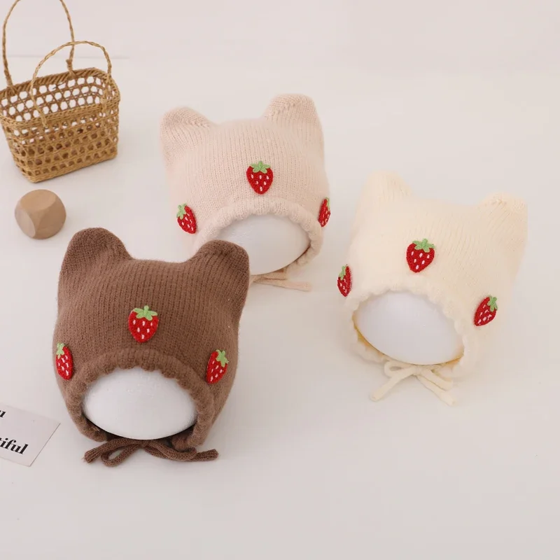 Topi Bayi Perempuan Musim Gugu - Infant Beanie Hat With Ears ulasan dan harga